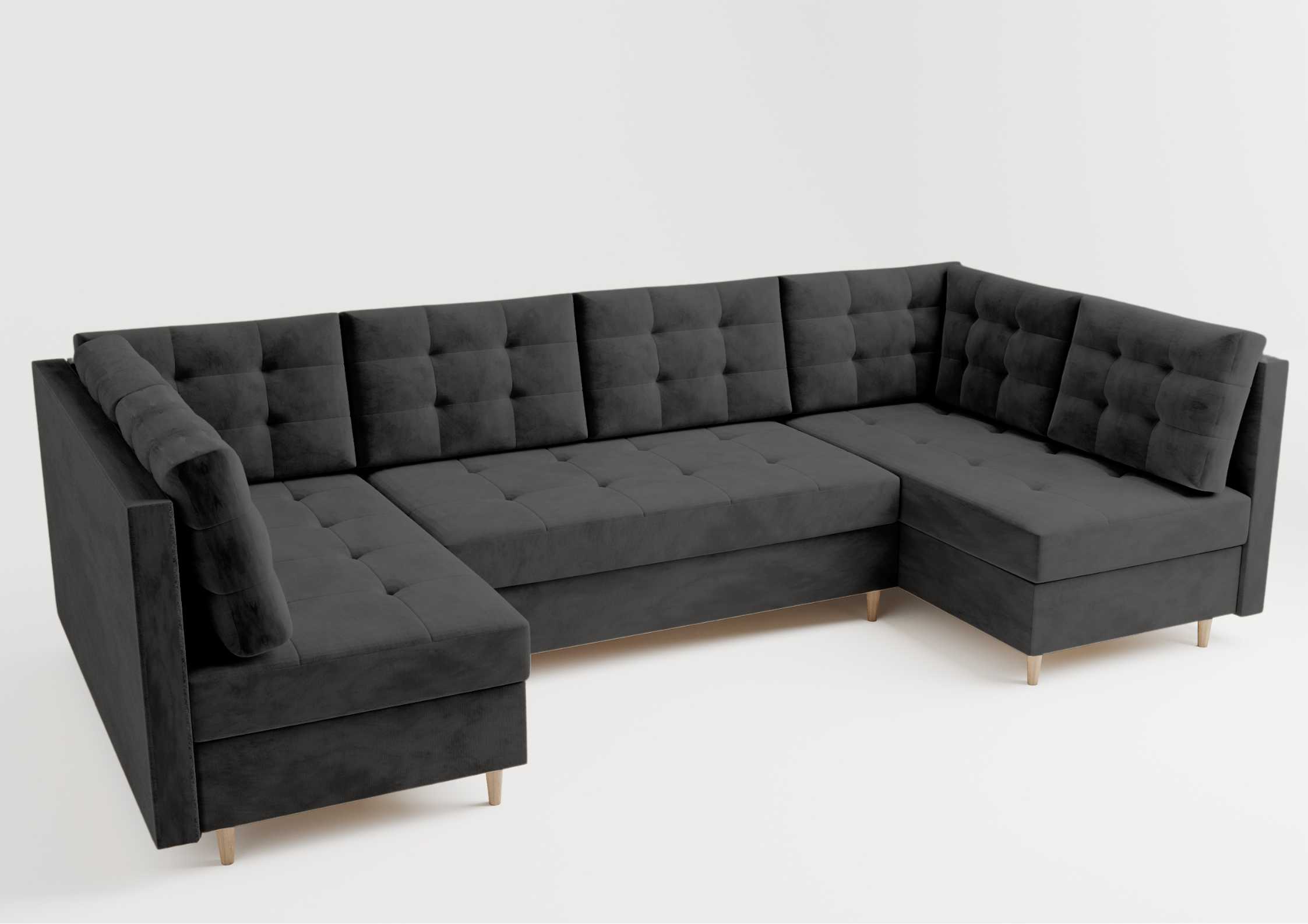 Narożnik w kształcie u pikowany czarny